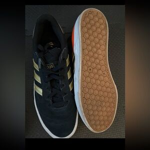 Adidas Men's Black and Gold Sneakers with White Sole